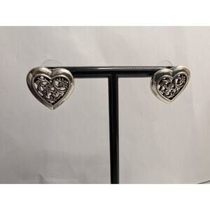 Brighton Heart Filigree Stud Earrings 1 in Silver Tone Floral Design